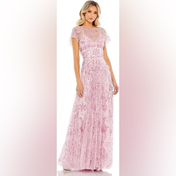 Mac Duggal 93685 Pink Long Sequins Formal Dress - Picture 3 of 9